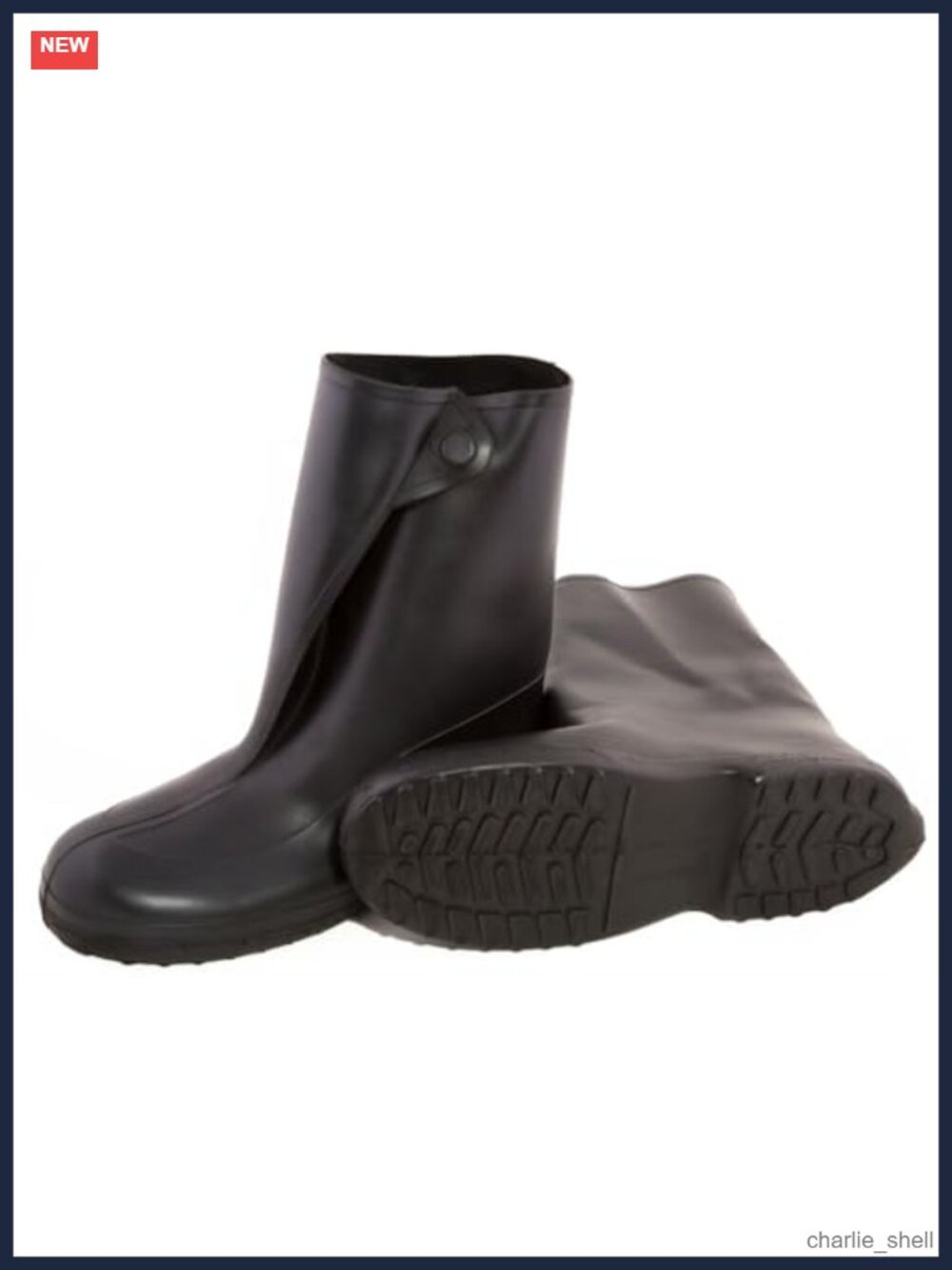 10-Inch Rubber Overshoe Waterproof Rain Boot Button Closure
